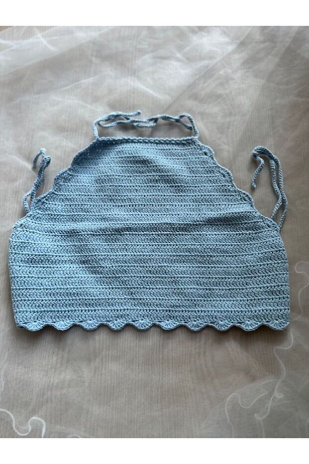 Custom Hand Knitted - Neck and Back Tie, Open Back Crop Bustier