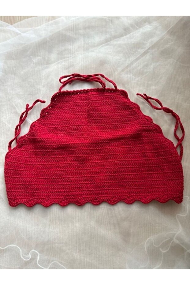Custom Hand Knitted - Neck and Back Tie, Open Back Crop Bustier
