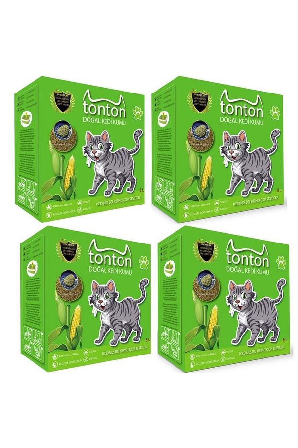 Mısır Koçanı Granülü Topaklaşan Doğal Kedi Kumu 8 Lt x 4 ADET - 1