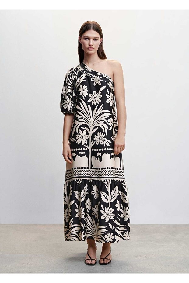 Asimetrik Saten Elbise - 2