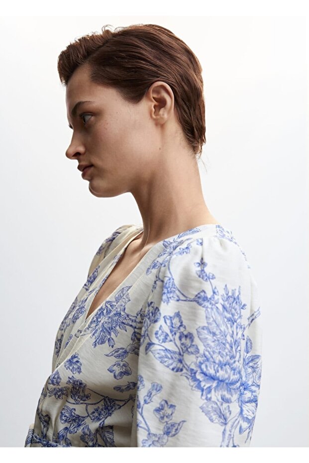 Kemerli Çiçekli Elbise - 6