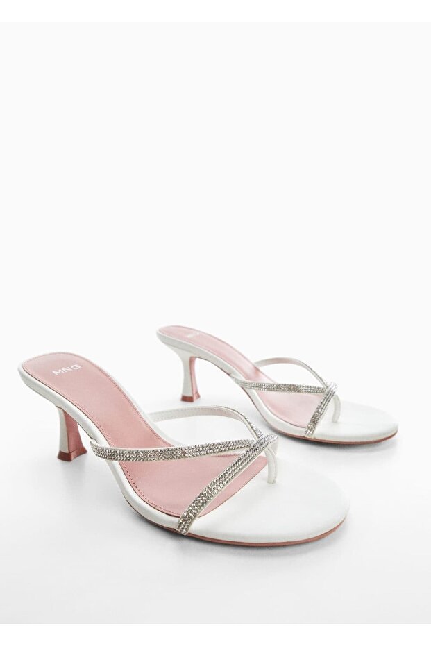 Strass Taşlı Topuklu Sandalet - 1