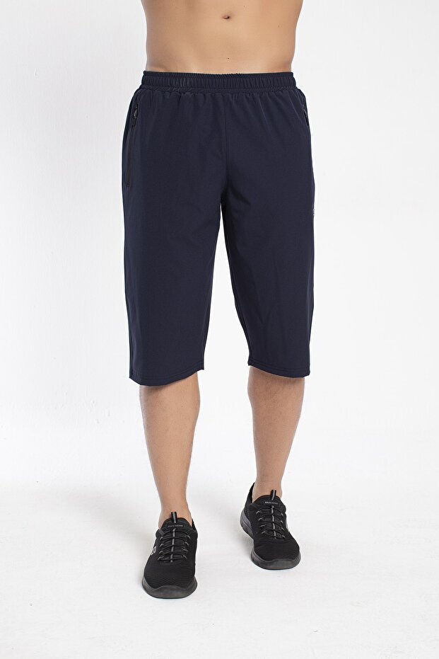 8036-01 Lycra Armoured Oversize Men's Sports Capri NAVY BLUE