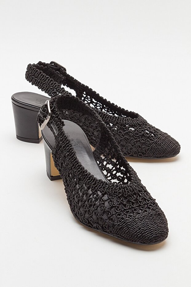 LOPA Black Knitted Women's Heeled Shoes