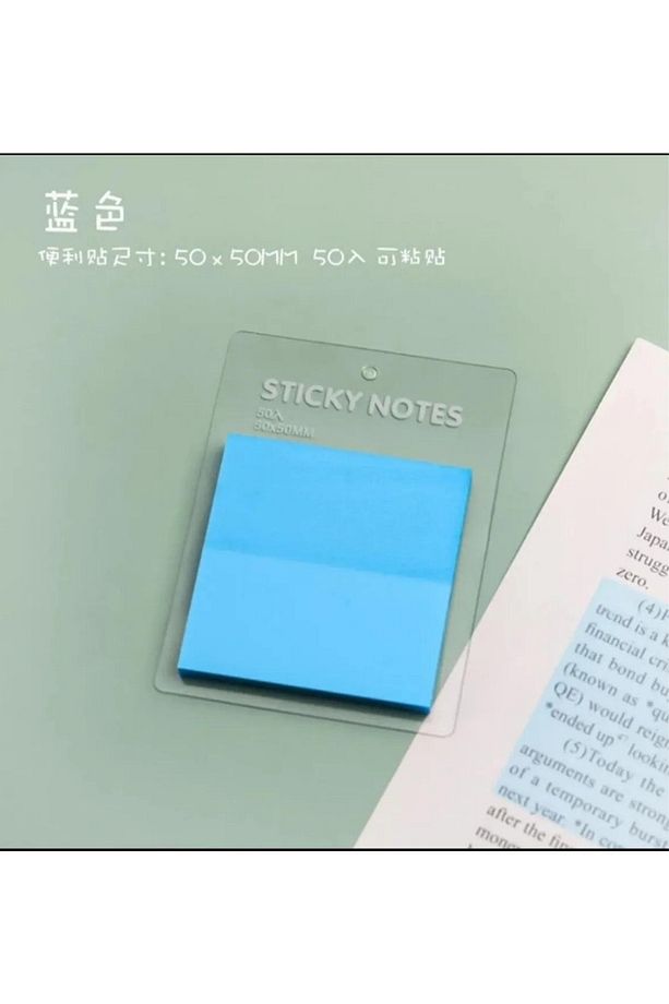 Şeffaf Yapışkanlı Kare Postit 50 Yaprak Mavi - 2