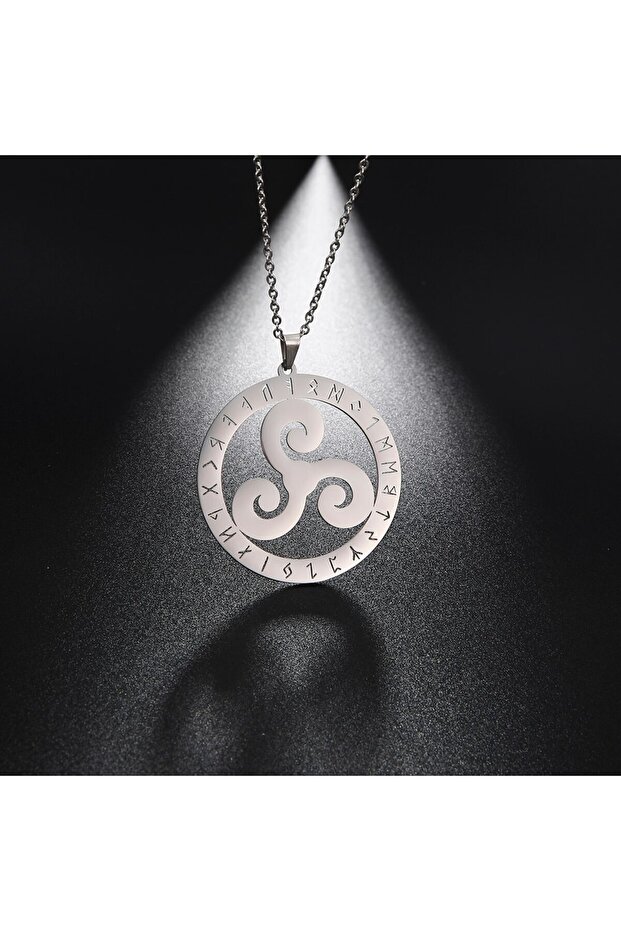 Triquetra Scandinavian Celtic Trinity Runic Symbol Trinity Women's Steel Necklace