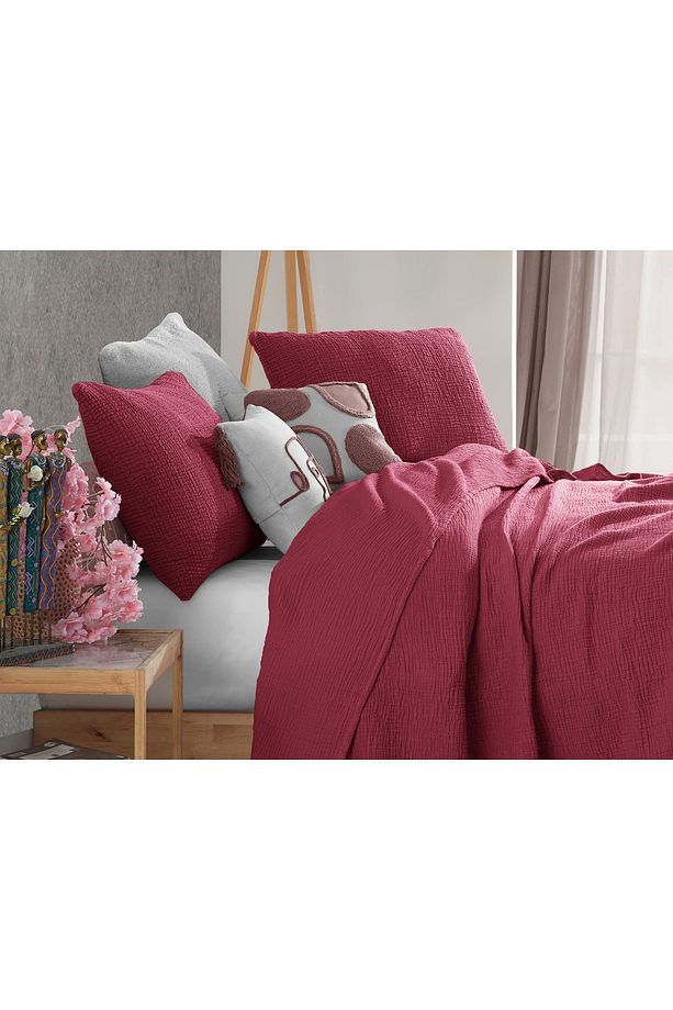 Bordo 4 Katlı Multi Muslin %100 Pamuk Xl Tek Kişilik Saçaksız 180 X 240cm - 1