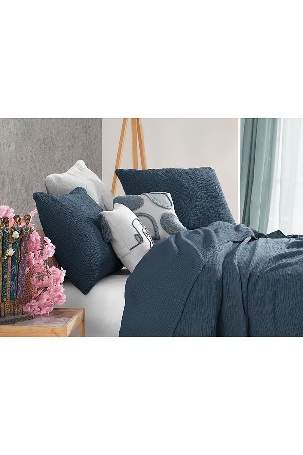 Royal Mavi 4 Katlı Multi Muslin %100 Pamuk Xl Tek Kişilik Saçaksız 180 X 240cm - 3