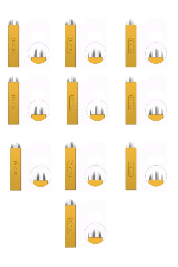 12 Pin U Gold Yellow Pcd Microblading Needle Set of 10