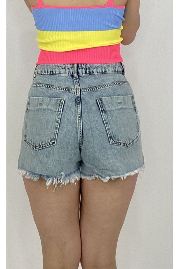Snow yıkamalı kısa denim kot şort - 2