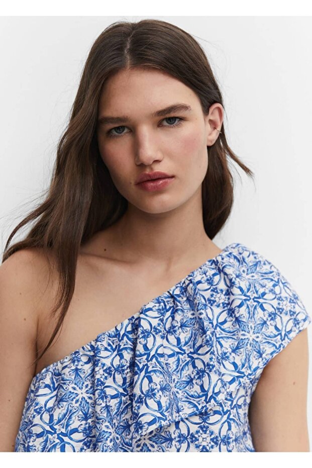 Volanlı Asimetrik Elbise - 5