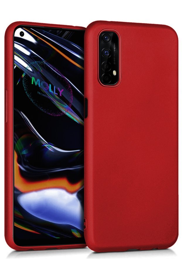 جراب سيليكون غير لامع باللون العنابي لهاتف Realme 7