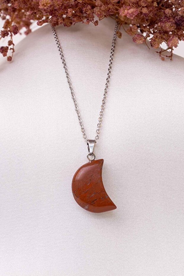 Moon Red Jasper Stone Necklace