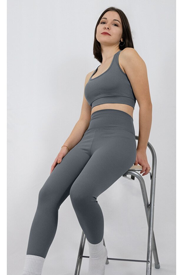 Ribbed Tights Crop Bustier Set - Tights Crop Set - Ribbed Set - Ribbed Tights - Crop - Tights