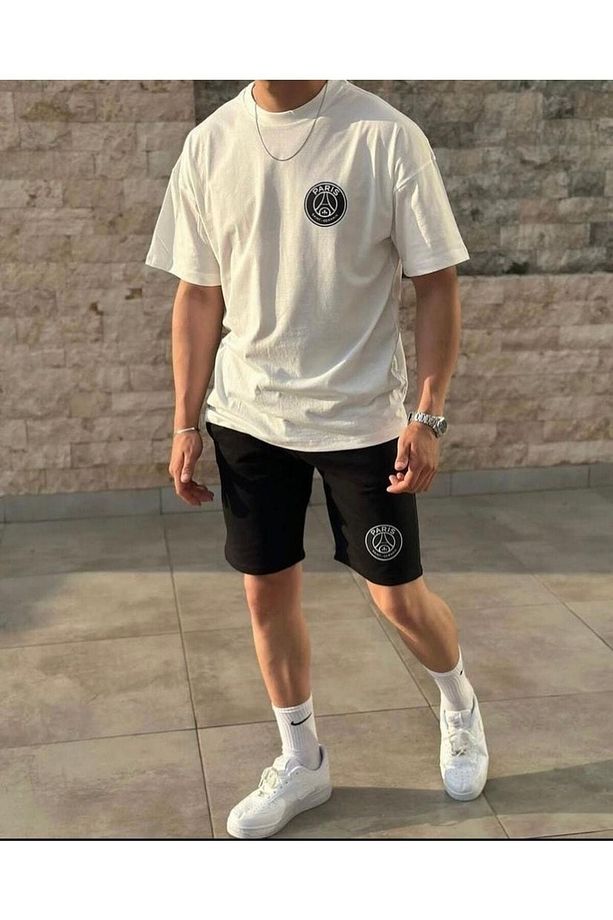 Oversize Geniş Kalıp Tshirt Ve Penye Şort Yazlık Takım - 1