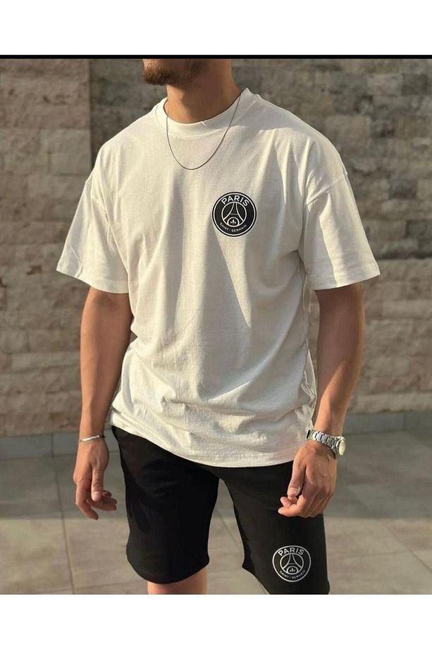 Oversize Geniş Kalıp Tshirt Ve Penye Şort Yazlık Takım - 2
