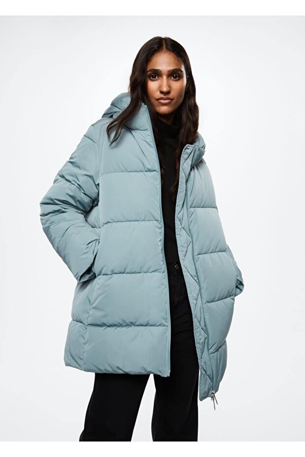 Kapüşonlu Kapitoneli Mont - 1