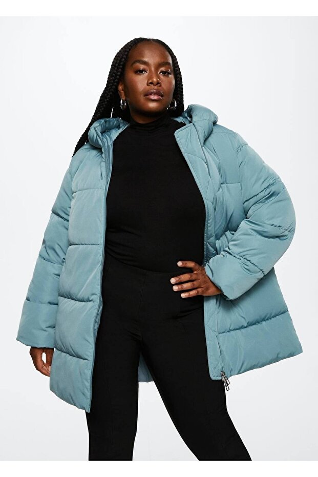 Kapüşonlu Kapitoneli Mont - 7