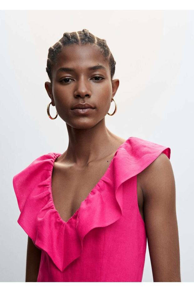 Volanlı keten tulum - 5