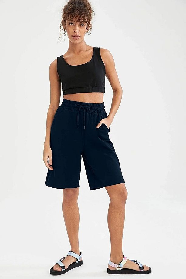 Lacivert Oversize Unisex spor Şort - 1