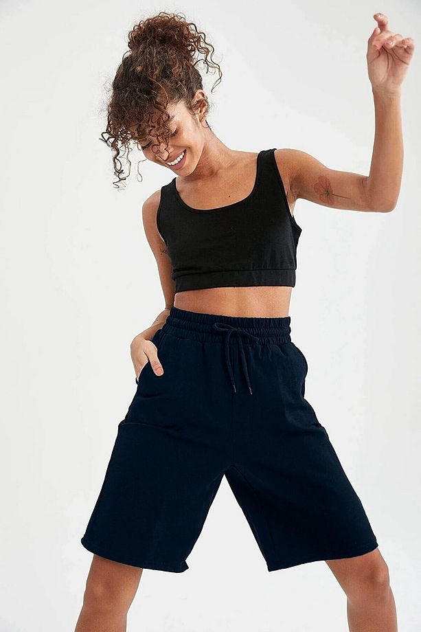 Lacivert Oversize Unisex spor Şort - 2