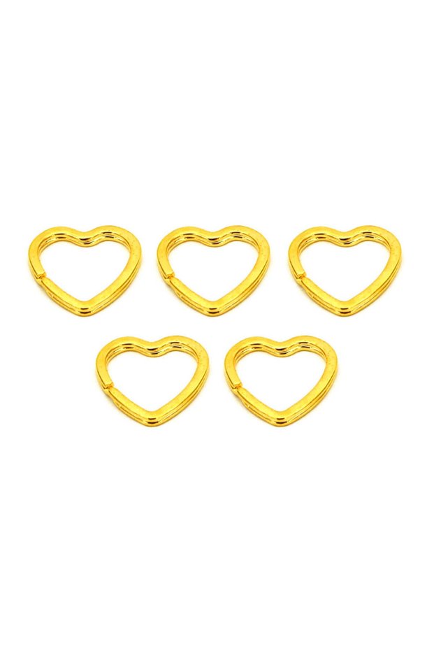 Keychain Ring Without Chain Heart Gold 5 Pieces