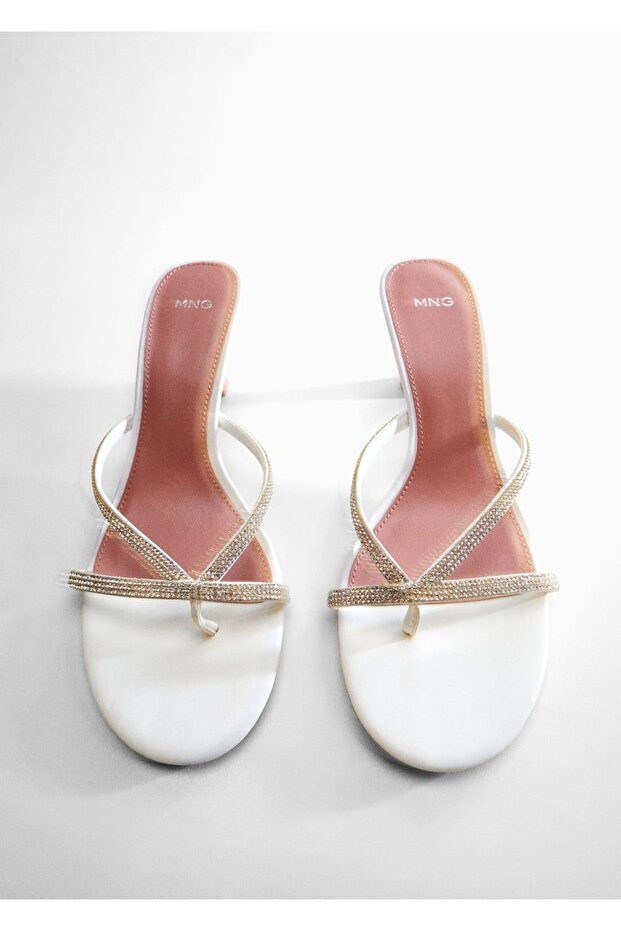 Strass Taşlı Topuklu Sandalet - 4