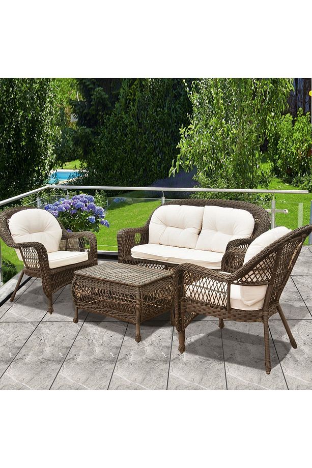 Rattan 4 Parça Lüks Oturma Grubu, Bahçe Oturma Grubu - 2