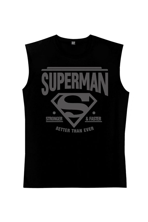 Süperadam Siyah Kesik Kol | Kolsuz Erkek T-shirt | Atlet 1M1SM118FS - 1
