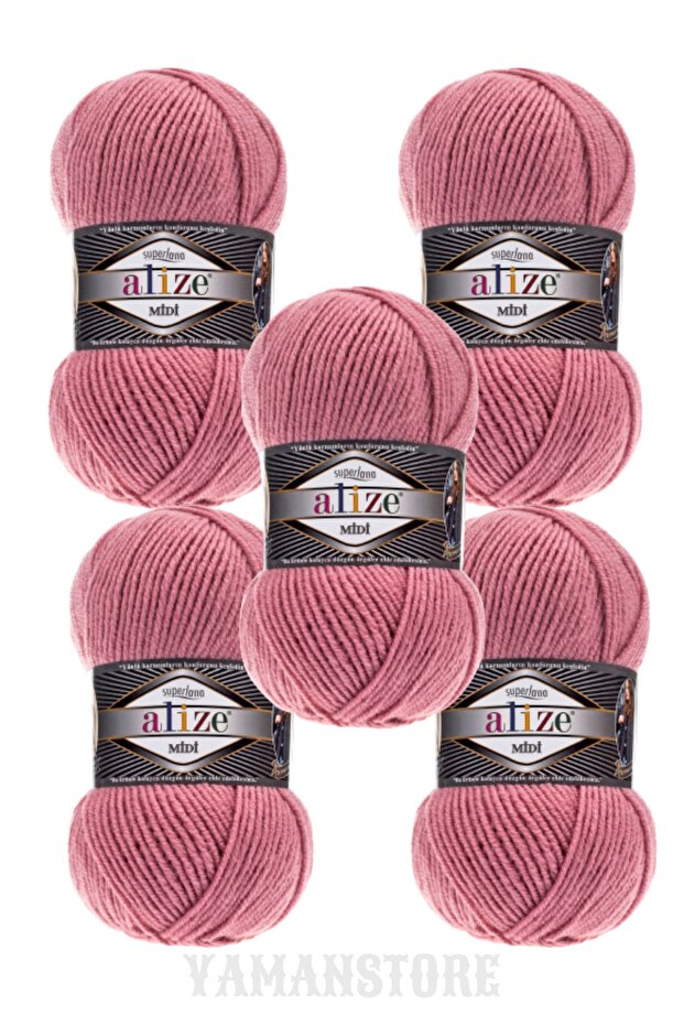 Superlana Midi 5 Pieces Yumak 204 Pink Weft Vest Sweater Knitting Yarn