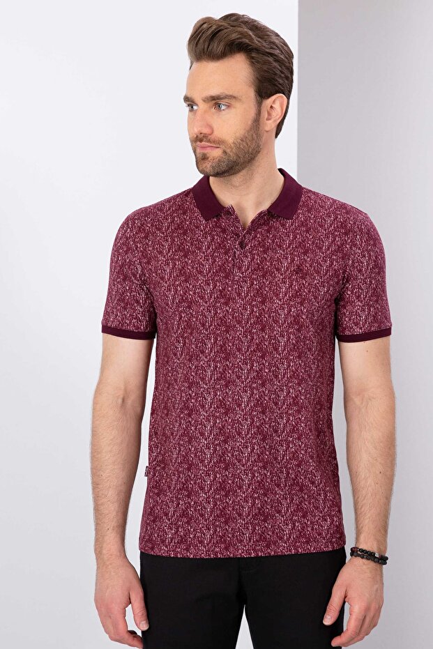 Claret Red Slim Fit Polo Neck T-Shirt