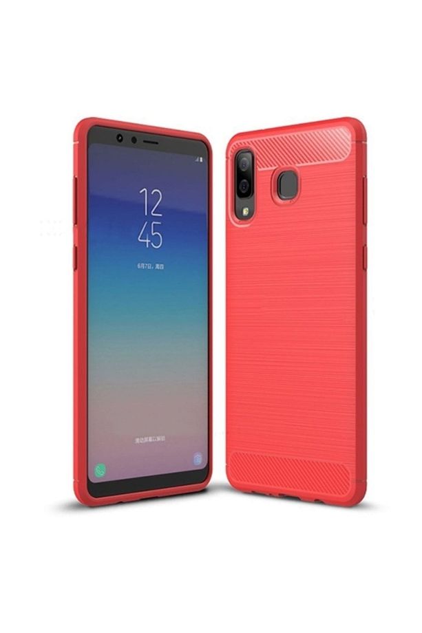 Galaxy A8 Star, A9 Star Dark Ultra Koruma Karbon Fiber Doku Silikon Kılıf KIRMIZI - 1