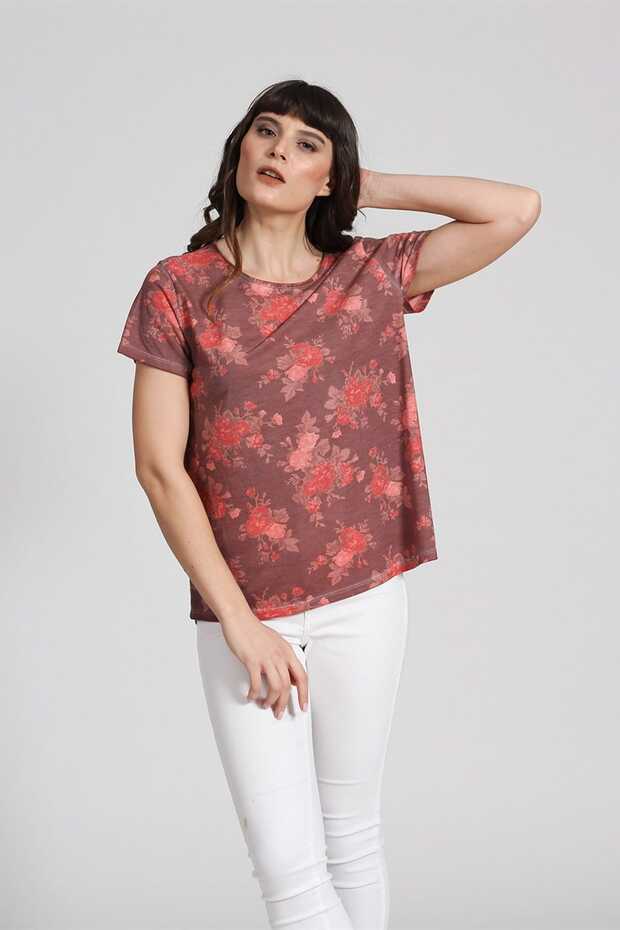 Women's Tile Printed Vintage T-Shirt PRA-434796-432095