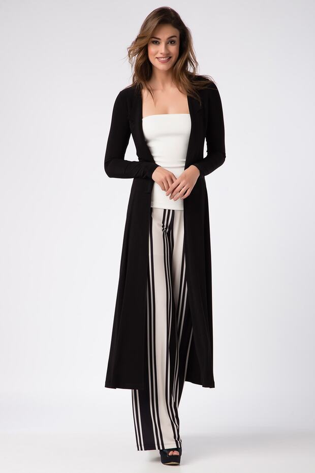 Kadın Siyah Kimono Hırka 17L5257 - 1