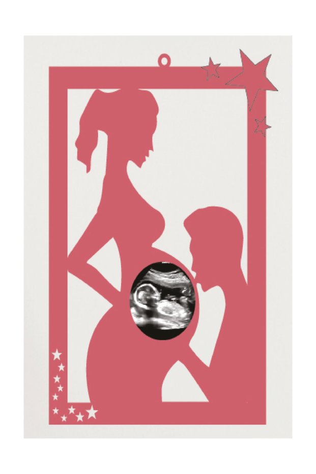 Pregnant Mother - Gift Wooden Ultrasound Frame Pink
