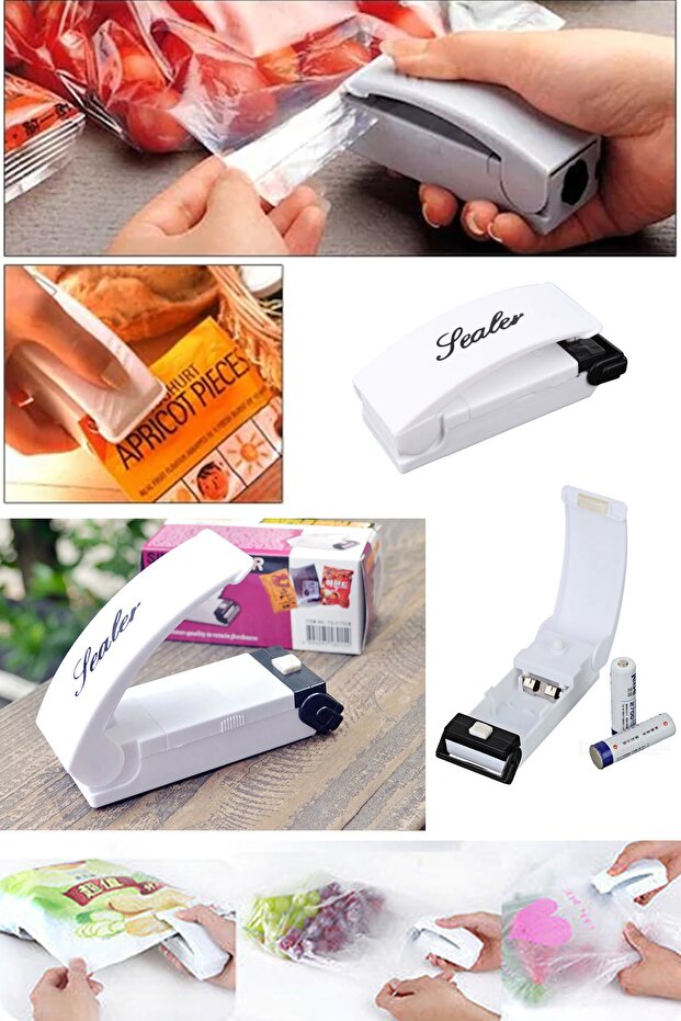 Pilli Poşet Kapatıcı Super Sealer Paket Kapatıcı Poşet Ağzı Kapatıcı Mühürleme Pilli Saklama Poşeti - 1