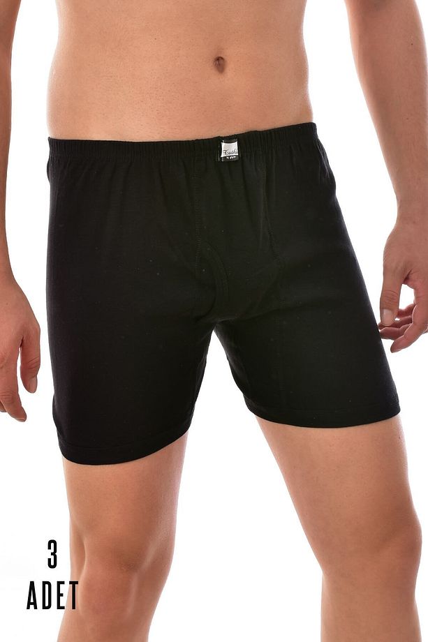 Erkek Siyah 3 Adet Tutku Paçalı Boxer  0111 - 1