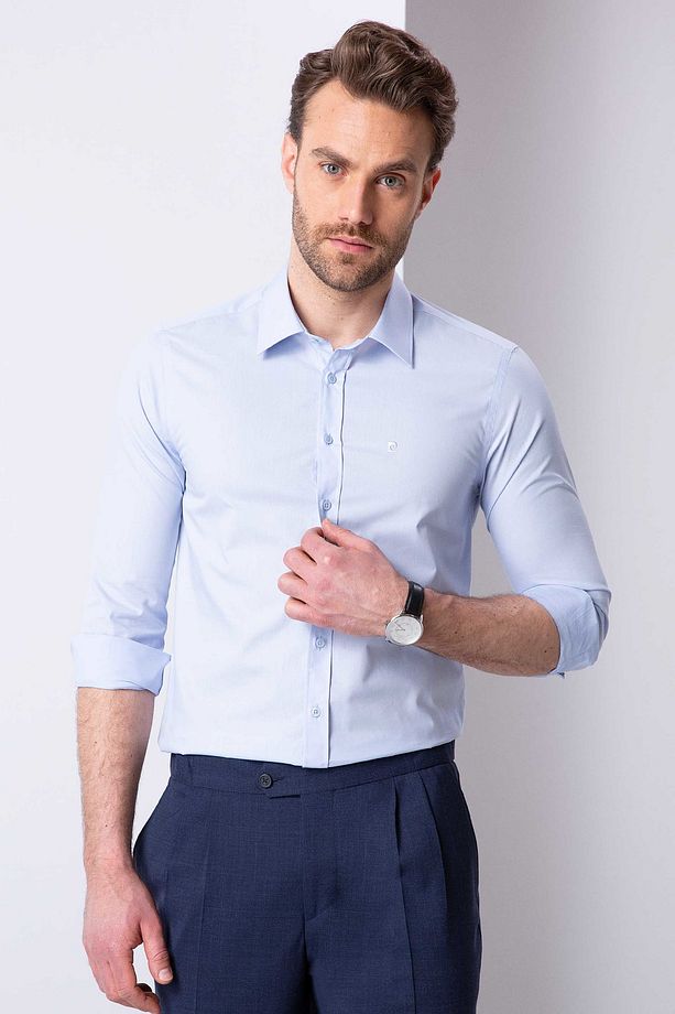 Açık Mavi Slim Fit Basic Gömlek - 1