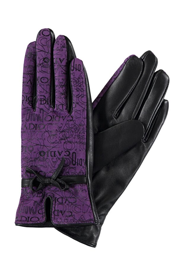 Kadın Mor Derı Eldıven - 1