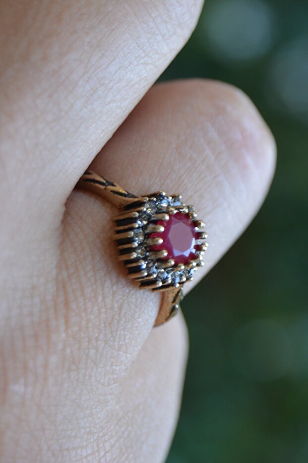 روبي ستون خاتم نسائي قابل للتعديل - 1