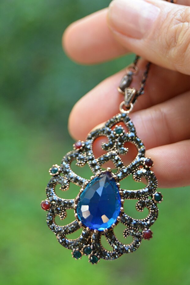 Jewellery Sapphire Stone Authentic Women's Necklace