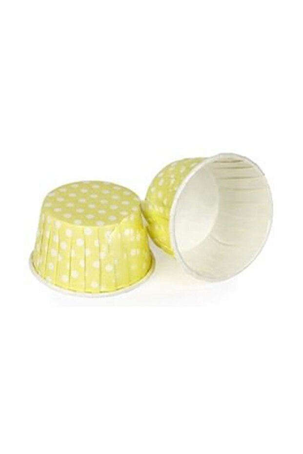 Cupcake Mold Medium Size 50*39 mm (100 Pieces) Polka Dot Yellow