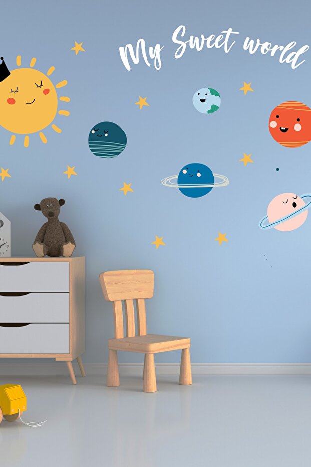 مجموعة ملصقات حائط على شكل كواكب لطيفة - 3