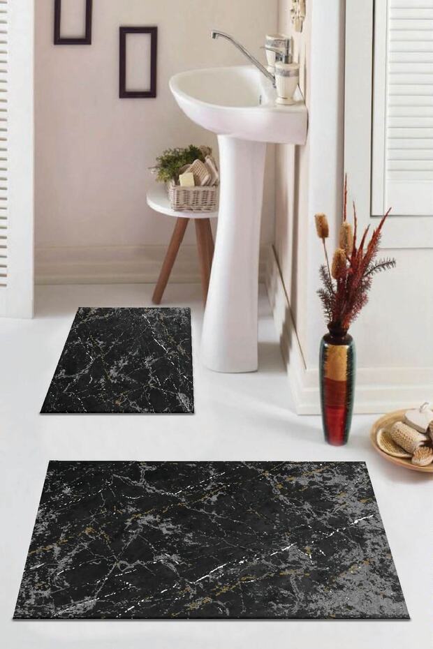 Digital Bathroom Rug Toilet Set 2 Piece Mat Set Bs015 60x90 - 60x60cm.