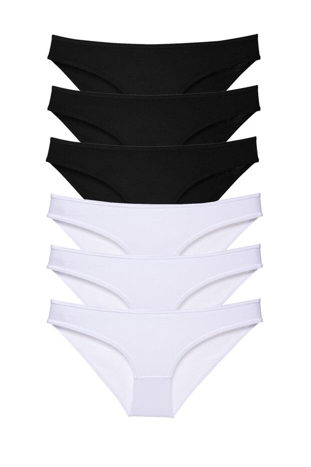 6Pcs Women's Slip Panties Black White