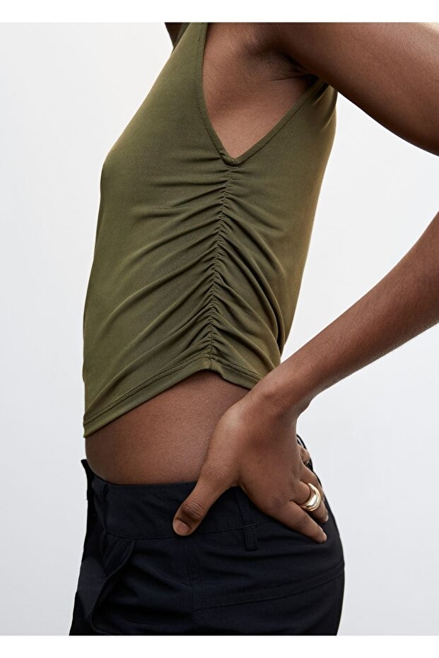 Büzgü Detaylı Bluz - 6