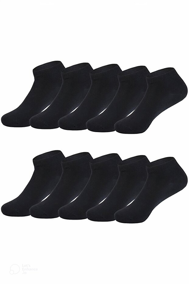 Black Cotton Ankle Length Booties Socks Set of 10