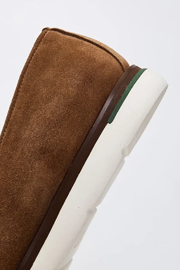 Erkek Taba Süet Deri Loafer Ayakkabı - 5