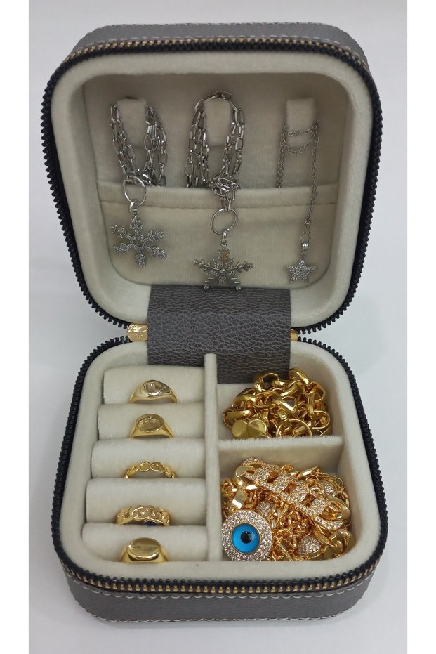 Small Size (11×11) Organizer Jewelry Storage Box Travel Jewelry Bag Leather Wooden Case