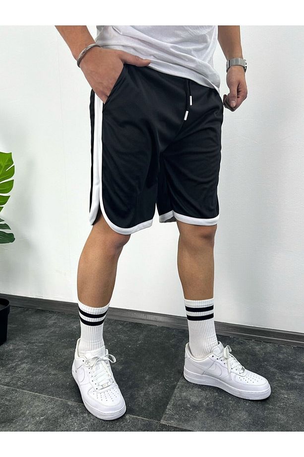 Basketbol Model Bermuda Erkek Sporcu Şortu Siyah - 3